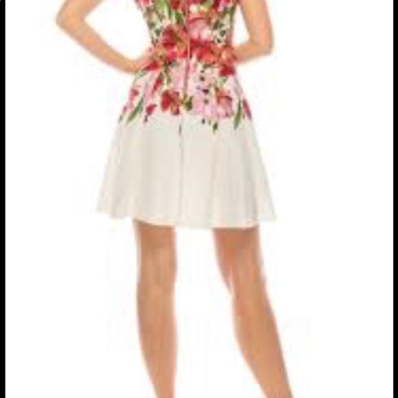 Gabby Skye Womens White Floral Eyelet Easter Cocktail Dress Fuchsia Siz… - Picture 1 of 10